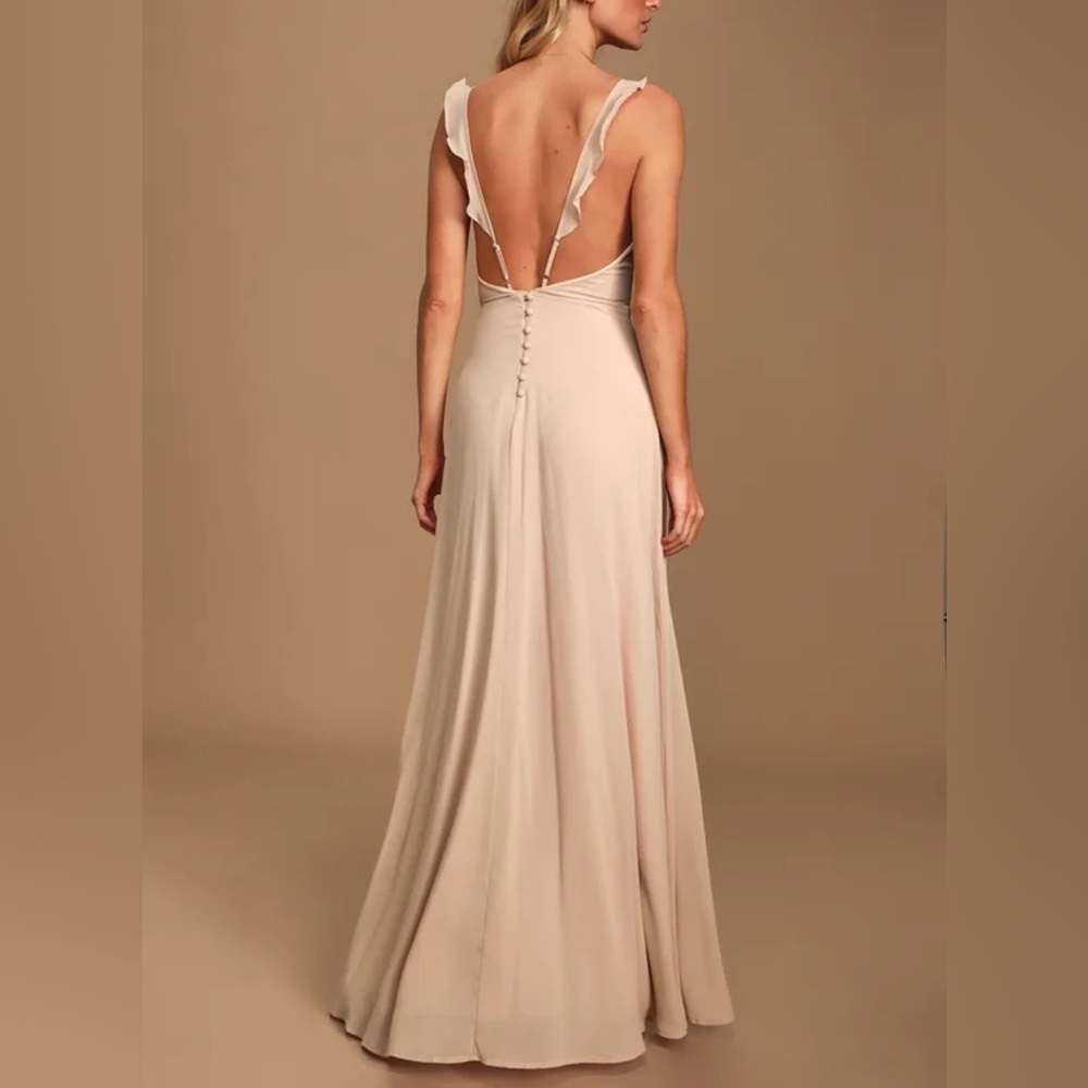 Lulus / Meteoric Rise Blush Maxi Dress / small / blush pink